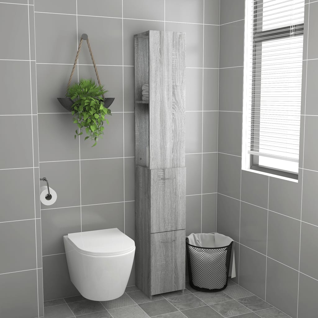 Armário wc 25x26,5x170 cm derivados de madeira sonoma cinzento