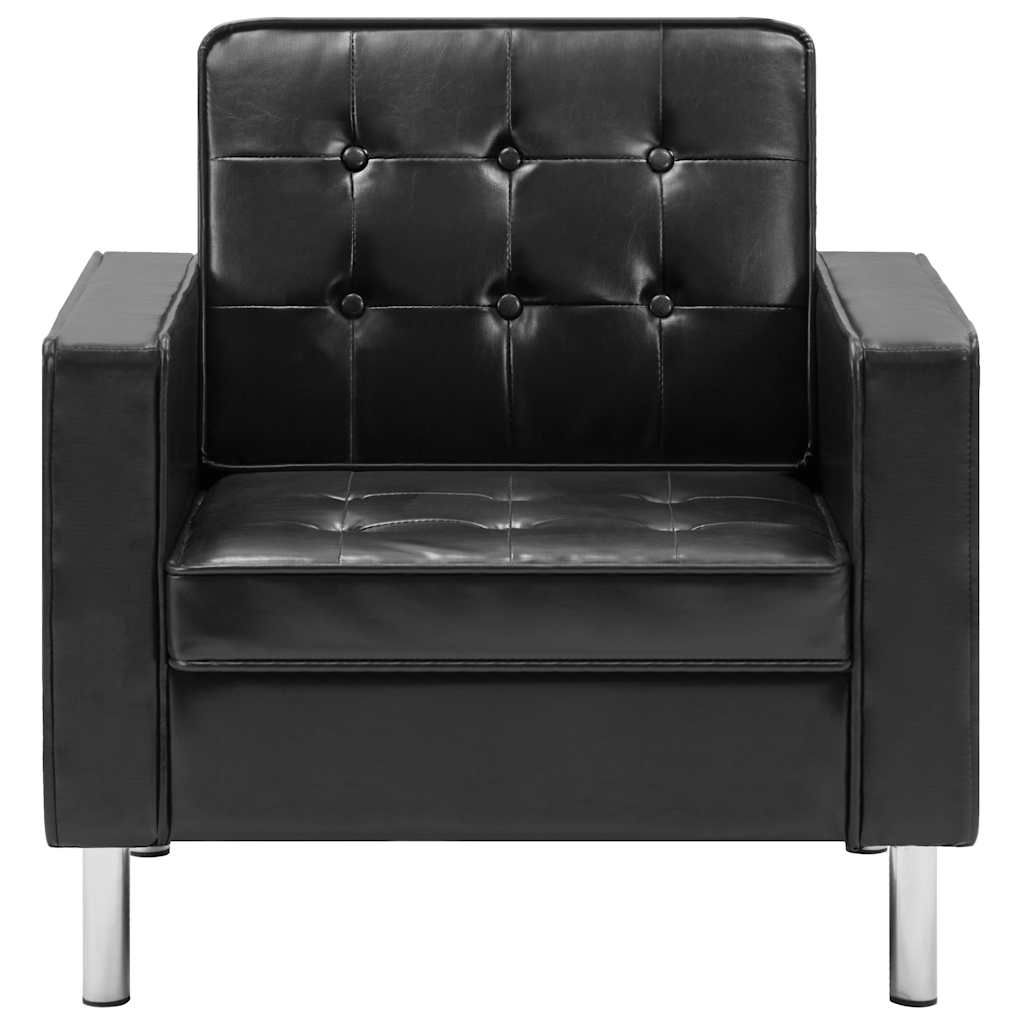 Poltrona preta 75x70x75 cm couro sintético