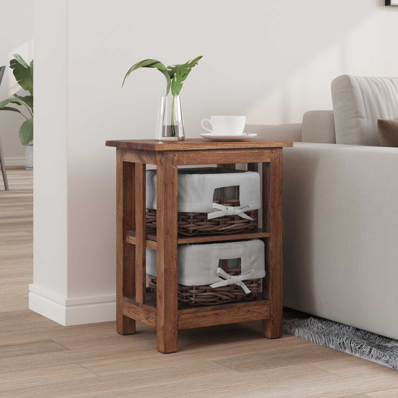 Mesa lateral castanho 38 x 28 x 50 cm madeira de mogno maciça