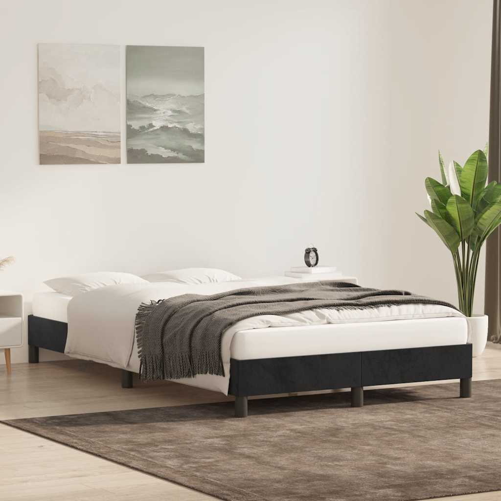 Estrutura de cama sem colchão 120x210 cm veludo preto