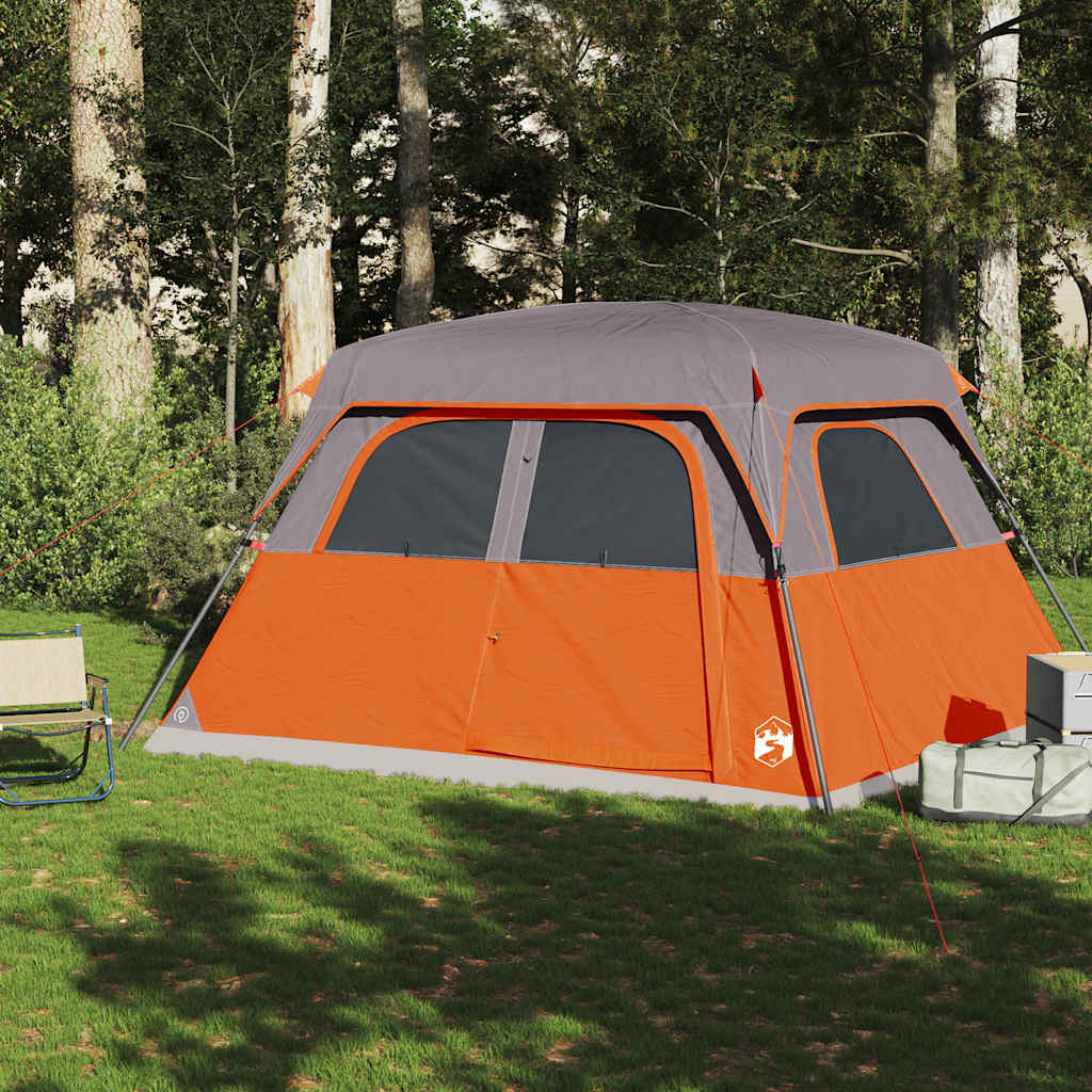 Tenda familiar estilo cabana para 6 pessoas impermeável laranja