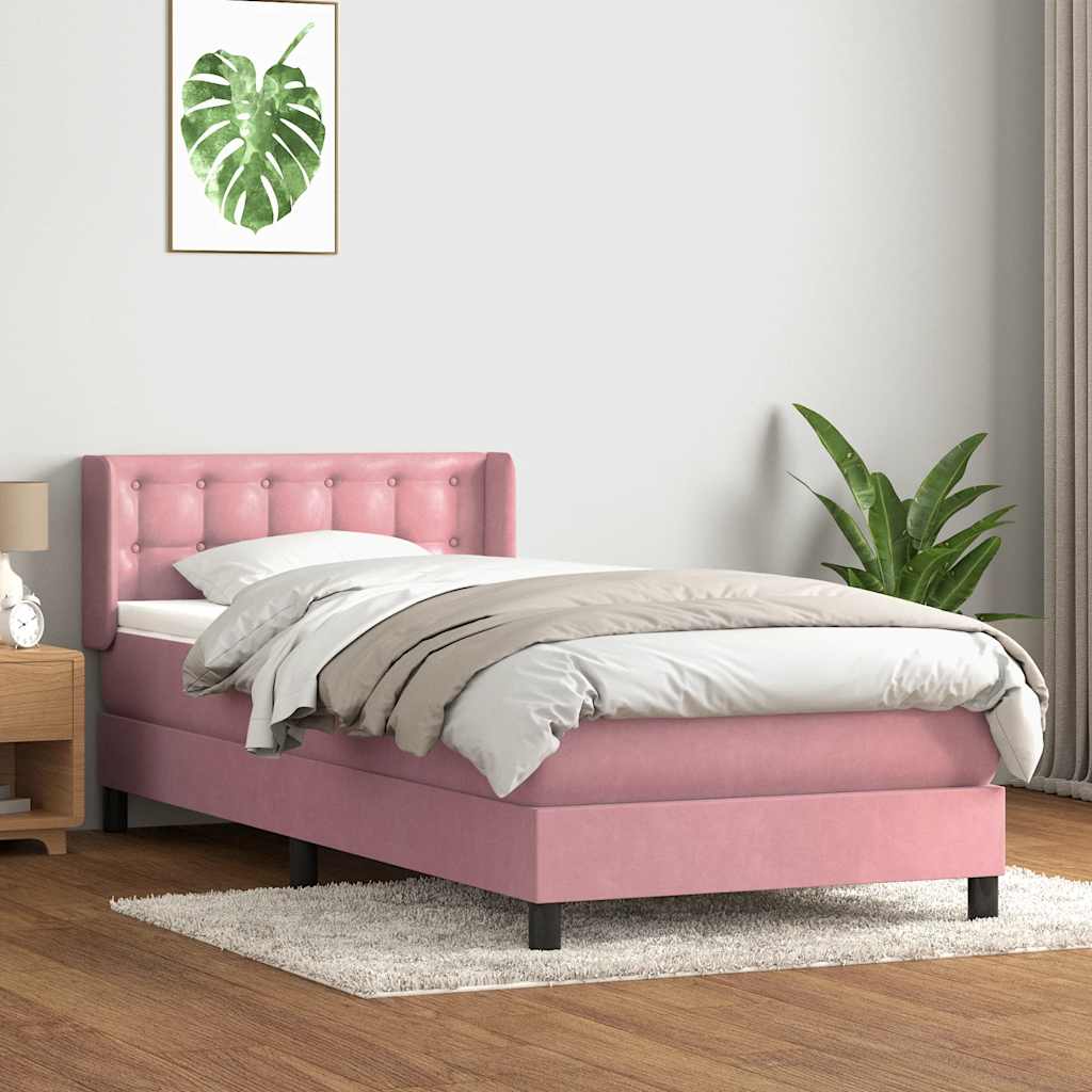Cama com molas/colchão 80x220 cm veludo rosa