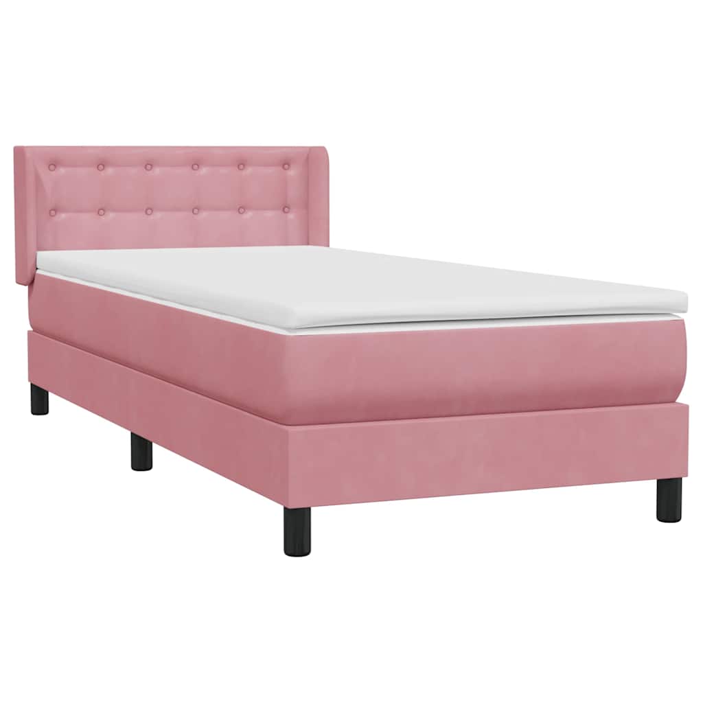 Cama com molas/colchão 80x220 cm veludo rosa