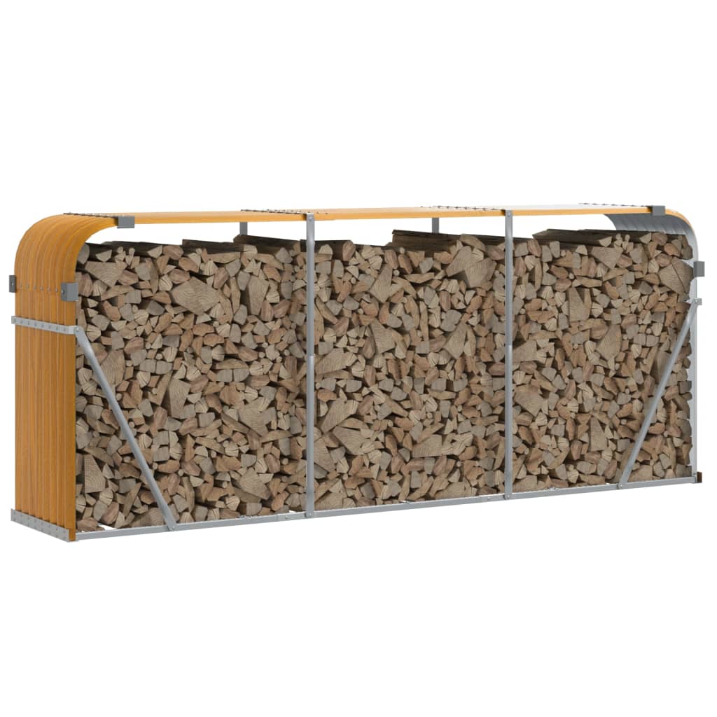 Suporte de lenha 234x45x100 cm aço galvanizado aspeto de madeira