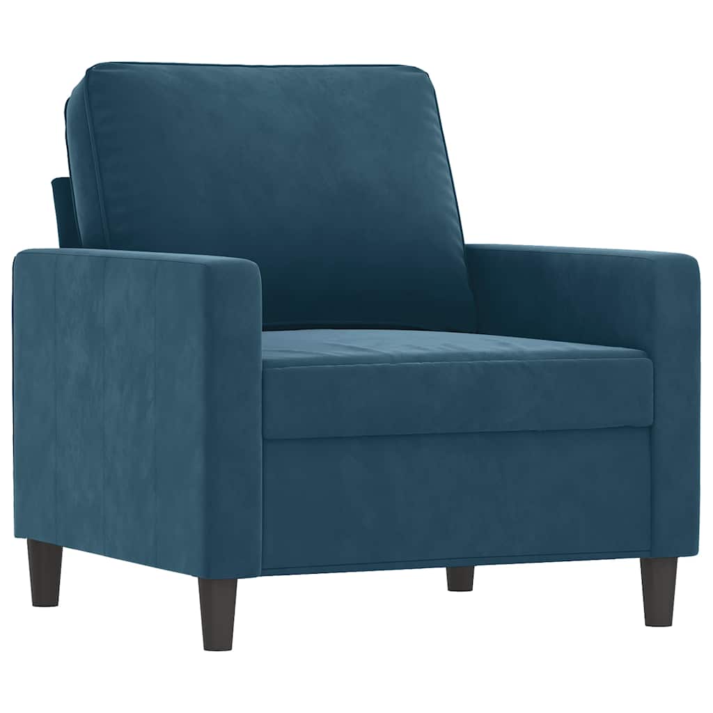 4 Pcs conjunto de sofás com almofadas veludo azul