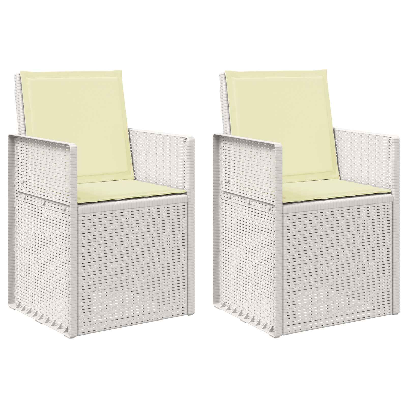 Cadeiras de jantar para jardim 2 unid. branco e creme PP