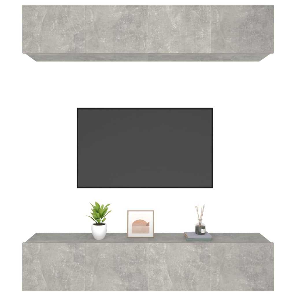Móveis TV 4pcs 80x30x30cm derivados de madeira cinzento cimento