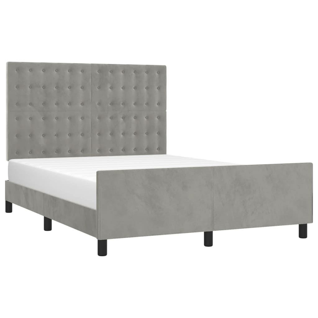 Estrutura de cama sem colchão 140x190 cm veludo cinzento-claro