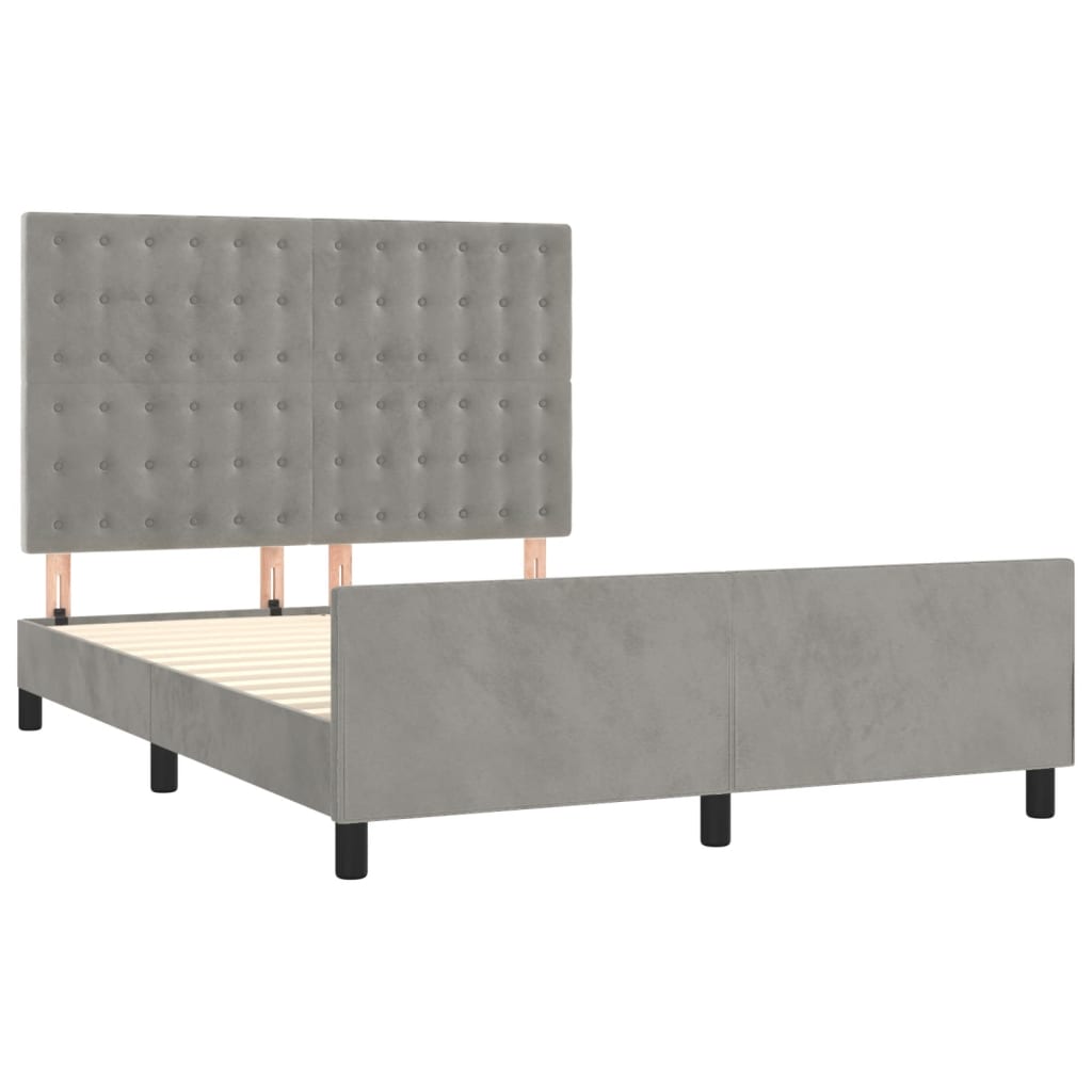 Estrutura de cama sem colchão 140x190 cm veludo cinzento-claro