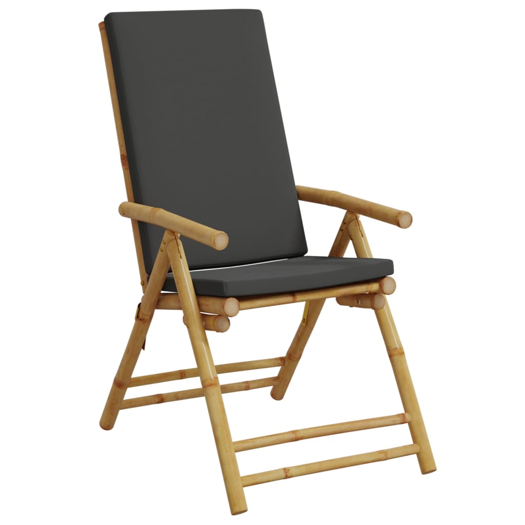 Cadeiras jardim dobráveis/reclináveis c/ almofadões 2 pcs bambu