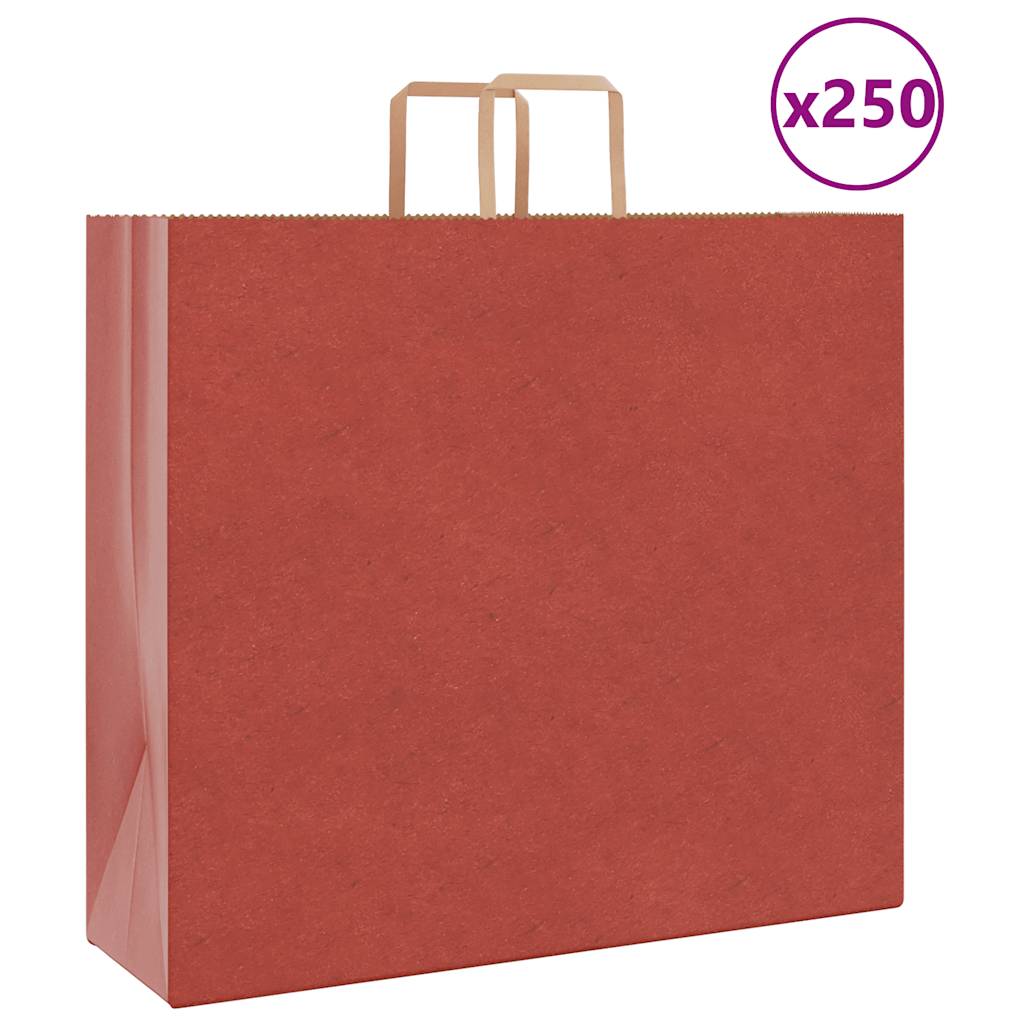 Sacos de papel 250 unid com alças vermelhas 54x15x49 cm