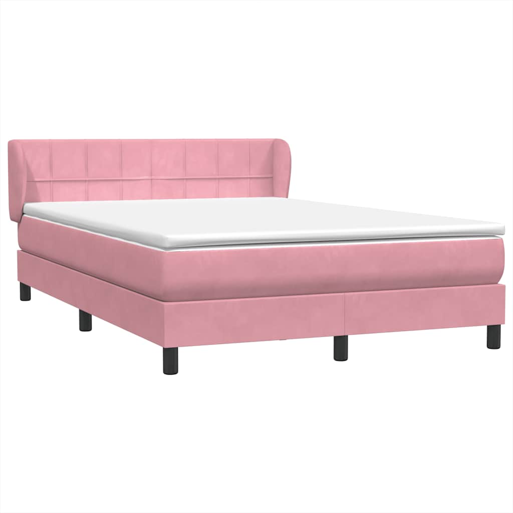 Cama box spring com colchão 160x210 cm veludo rosa