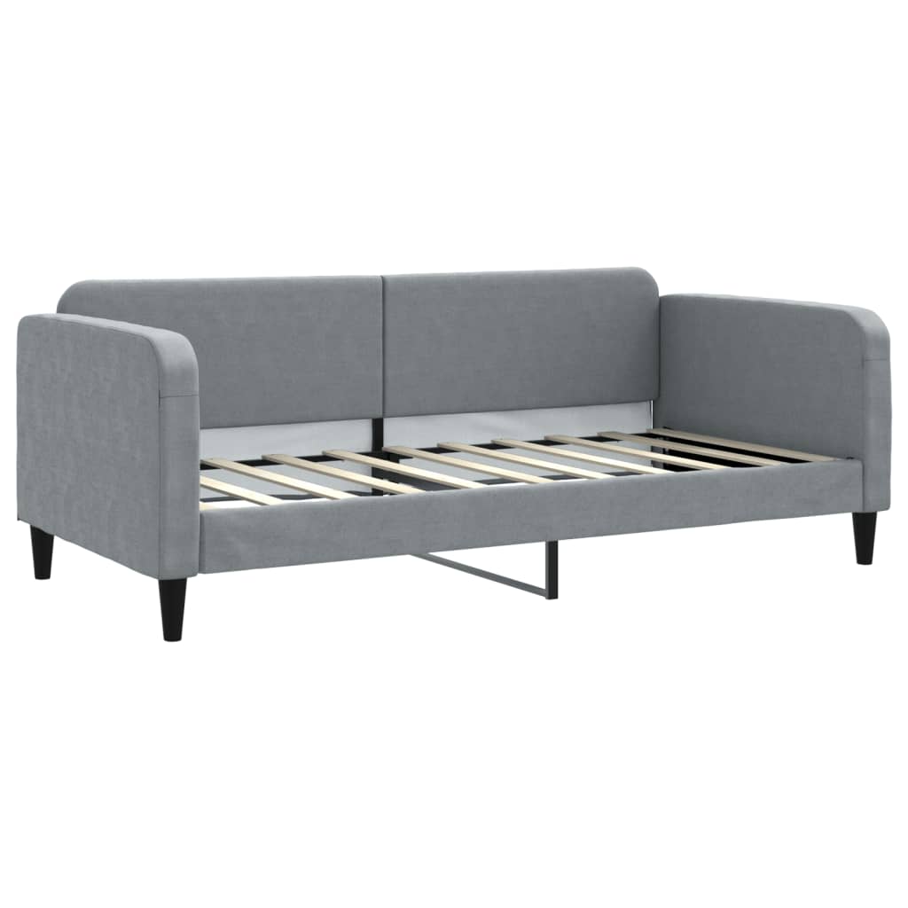 Sofá-cama com colchão 90x190 cm tecido cinzento-claro
