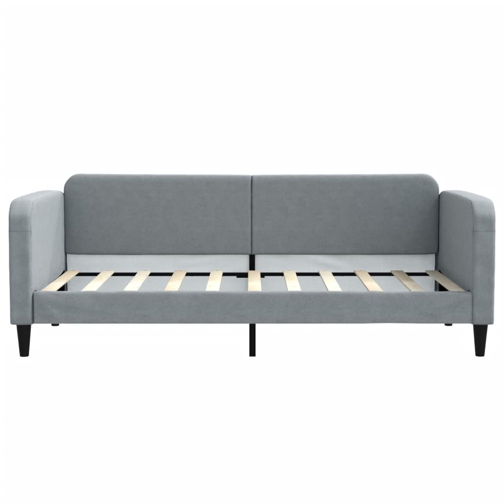Sofá-cama com colchão 90x190 cm tecido cinzento-claro