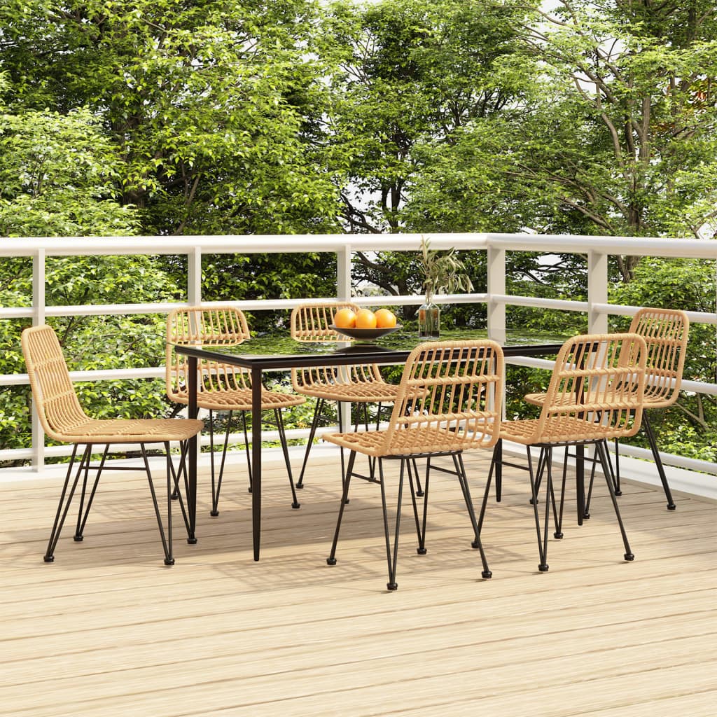 7 Pcs conjunto de jantar para jardim vime PE