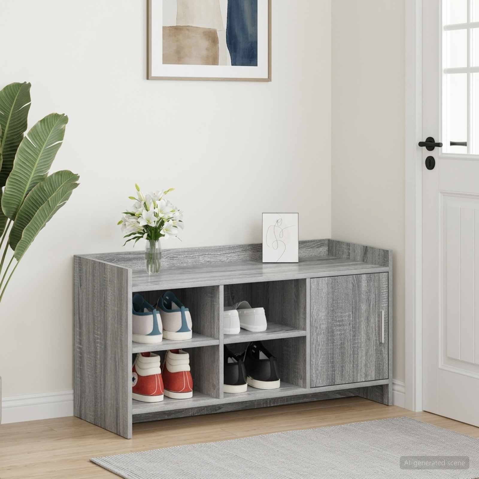 Armário de sapatos com porta sonoma cinzento 100 x 39,5 x 51 cm