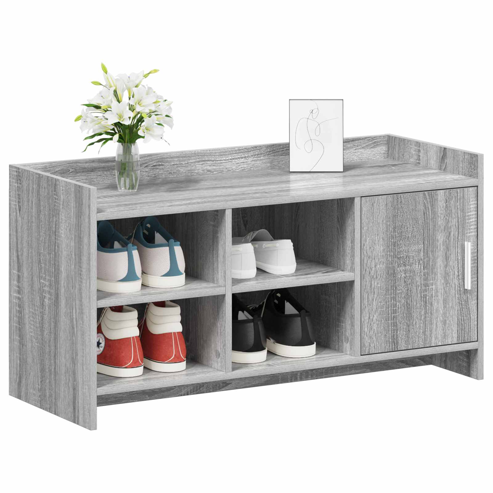 Armário de sapatos com porta sonoma cinzento 100 x 39,5 x 51 cm