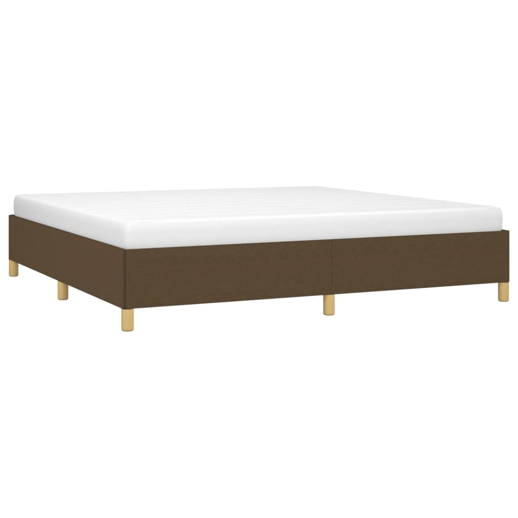 Estrutura de cama sem colchão 200x200 cm tecido castanho-escuro