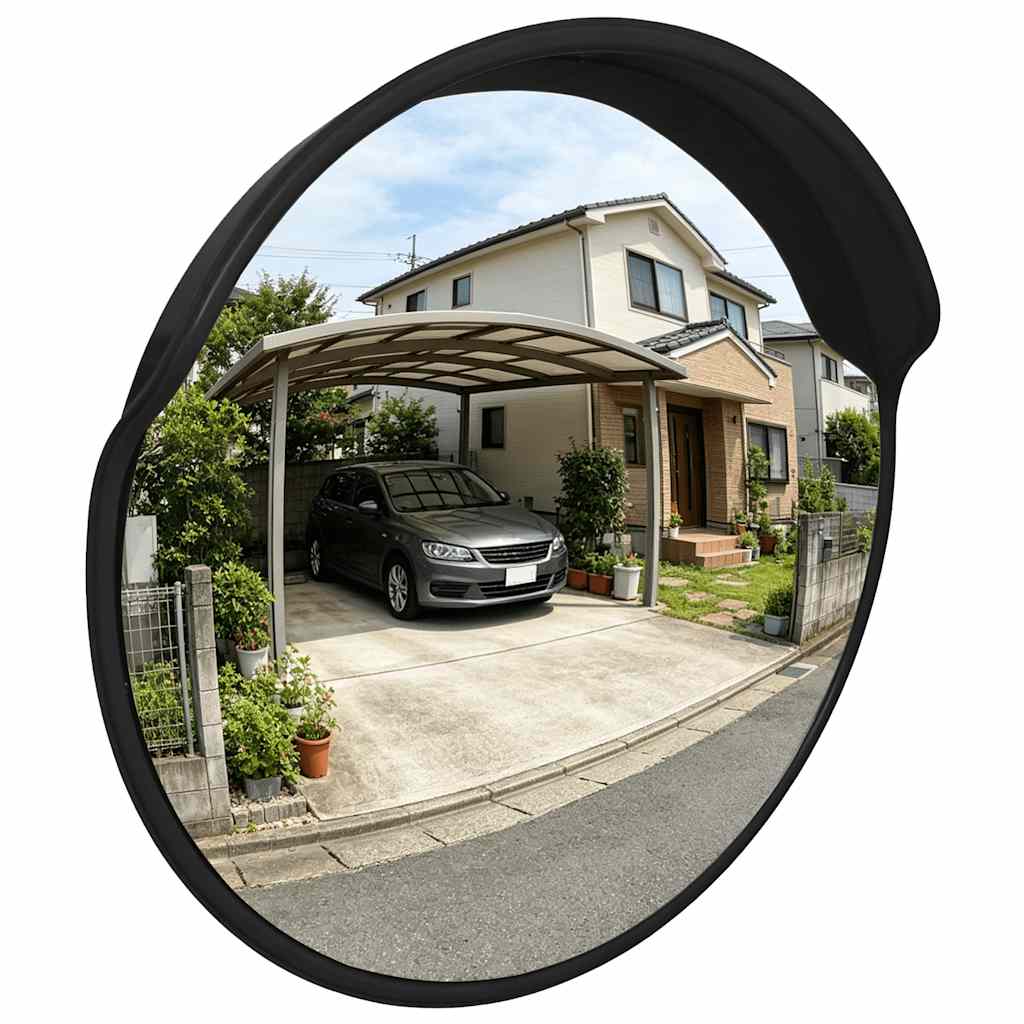 Espelho de trânsito p/ exterior convex 30cm plástico preto