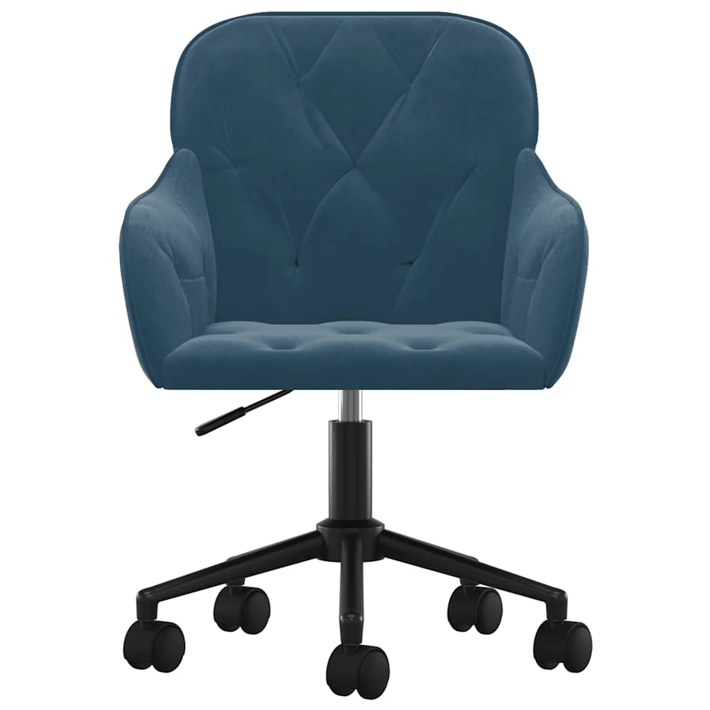 Cadeira de escritório giratória veludo azul
