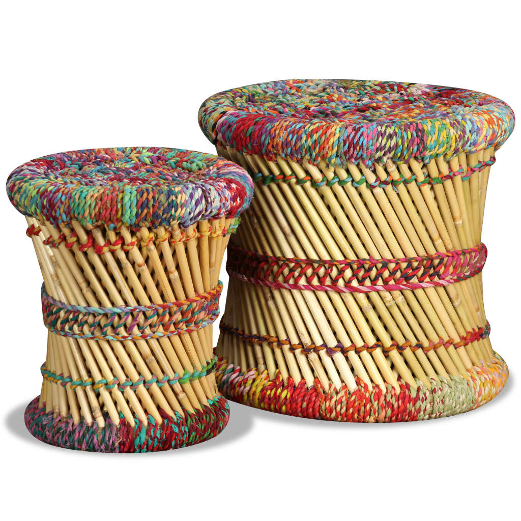 Bancos com detalhes chindi 2 pcs bambu multicor