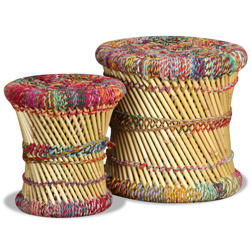 Bancos com detalhes chindi 2 pcs bambu multicor