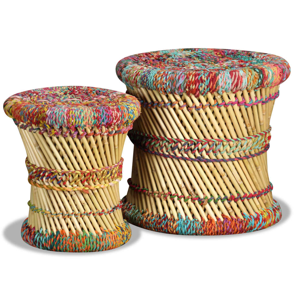 Bancos com detalhes chindi 2 pcs bambu multicor