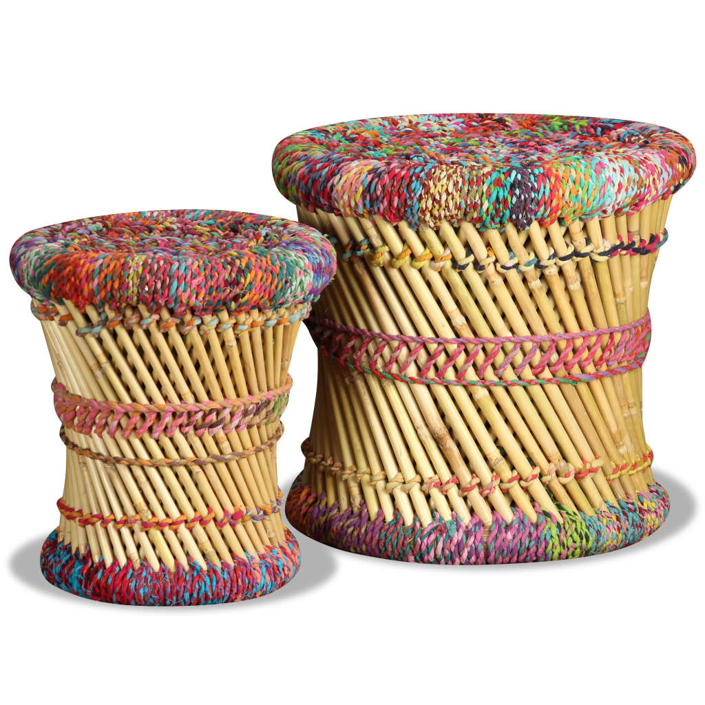 Bancos com detalhes chindi 2 pcs bambu multicor