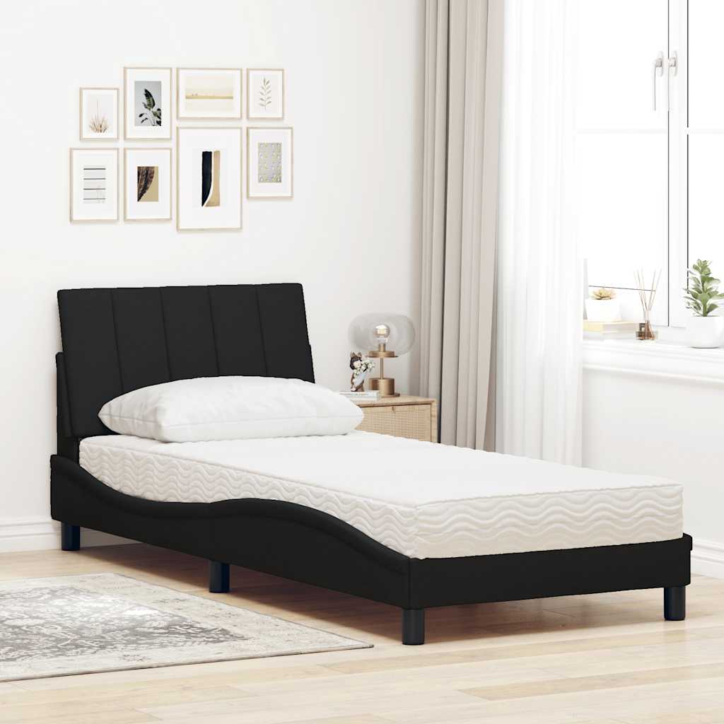 Cama com colchão hanko 90x200 cm tecido preto