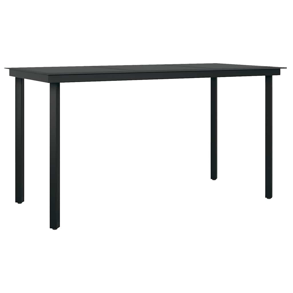7 Pcs conjunto de jantar para jardim cinzento e preto