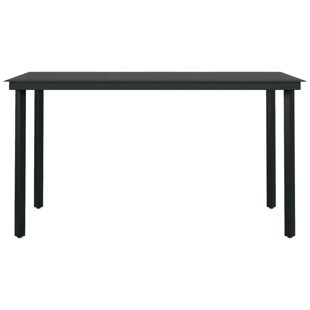 7 Pcs conjunto de jantar para jardim cinzento e preto