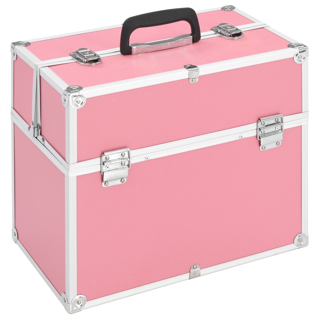 Caixa de maquilhagem 38x23x34 cm alumínio cor-de-rosa