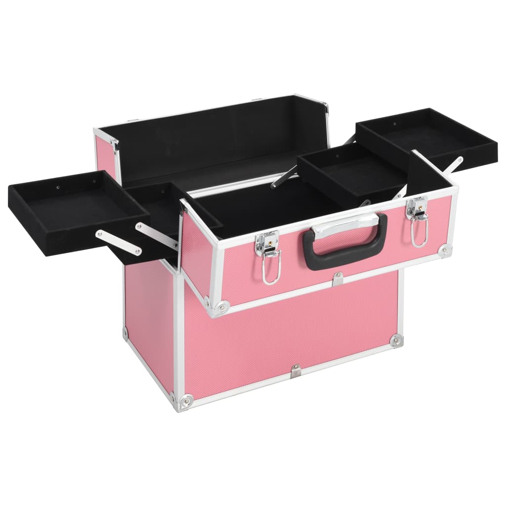 Caixa de maquilhagem 38x23x34 cm alumínio cor-de-rosa
