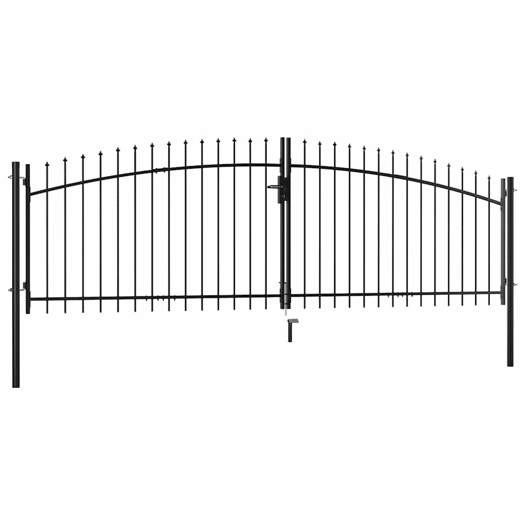 Portão de cerca de porta dupla woerden com topo em forma de lança 400x149,5 cm