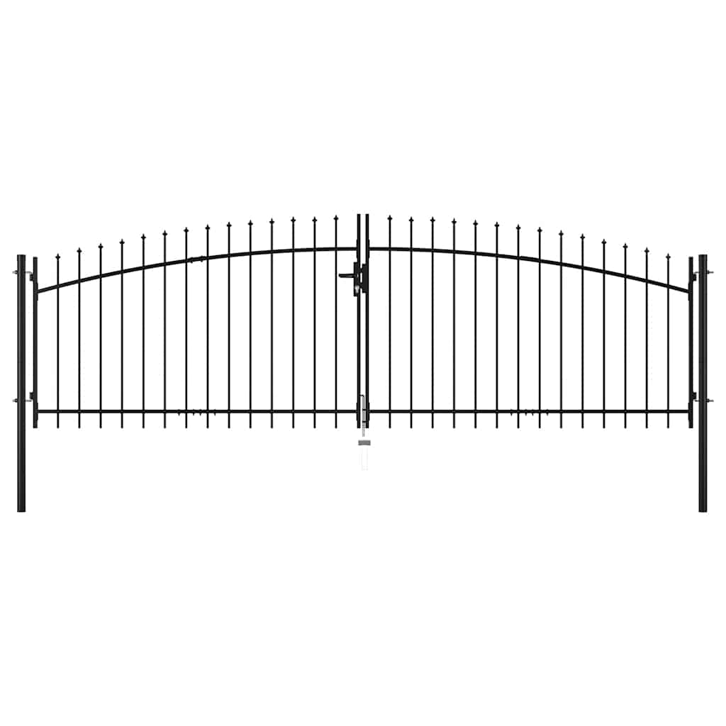 Portão de cerca de porta dupla woerden com topo em forma de lança 400x149,5 cm