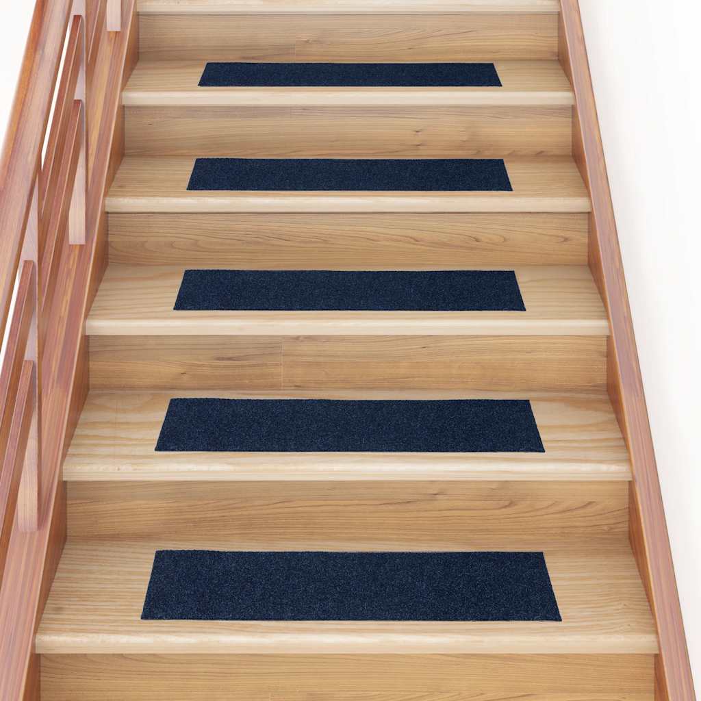Tapetes de escada autoadesivos 30 peças 76x20 cm azul marinho retangular
