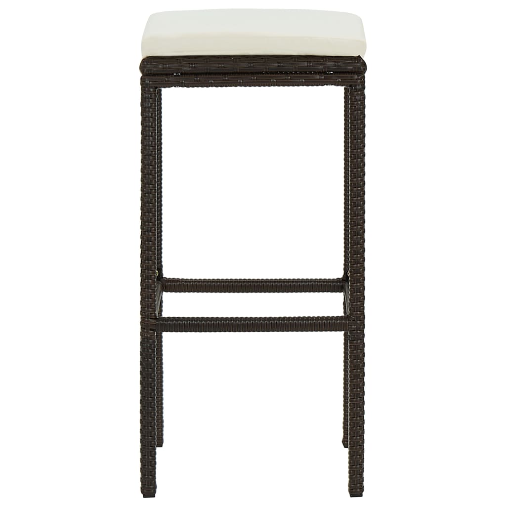 Bancos de bar com almofadões 4 pcs vime PE castanho