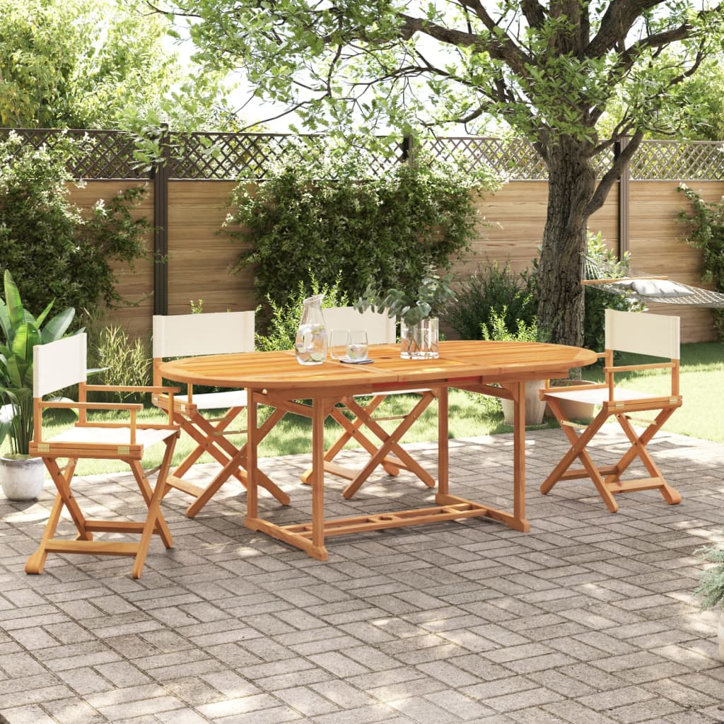 4 Pcs cadeiras de jardim dobráveis tecido branco nata
