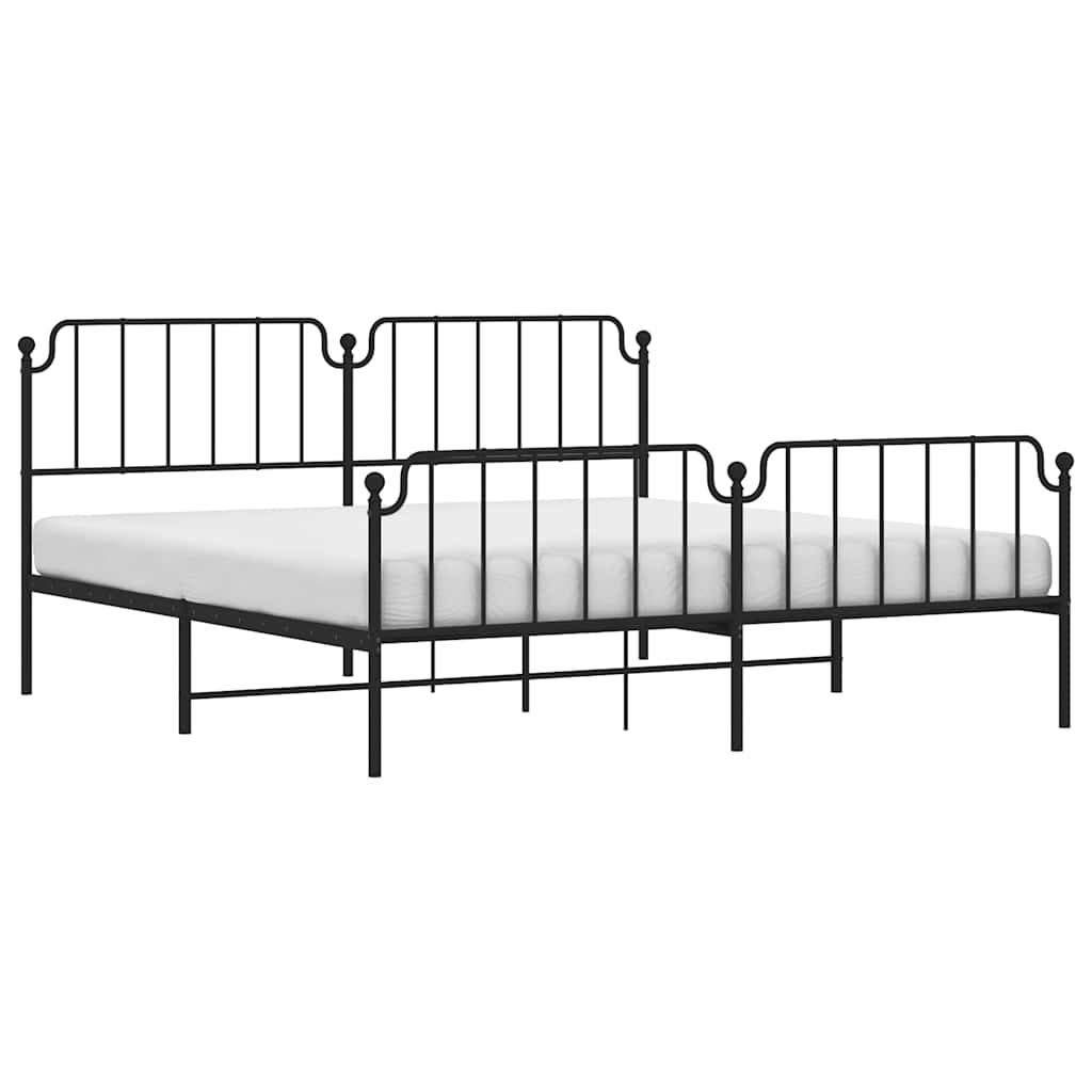 Estrutura de cama com cabeceira e pés 193x203 cm metal preto