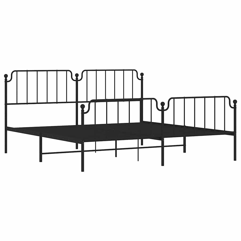 Estrutura de cama com cabeceira e pés 193x203 cm metal preto