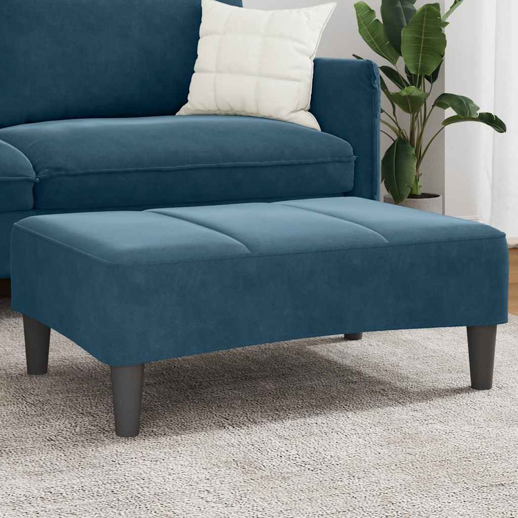 Apoio de pés 77x55x31 cm veludo azul