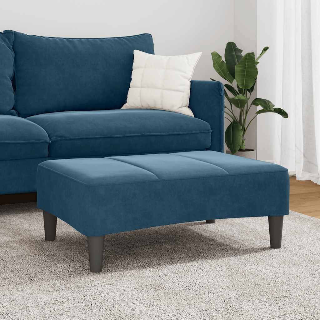 Apoio de pés 77x55x31 cm veludo azul