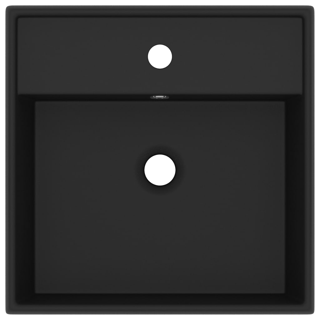 Lavatório luxuoso quadrado 41x41 cm cerâmica preto mate