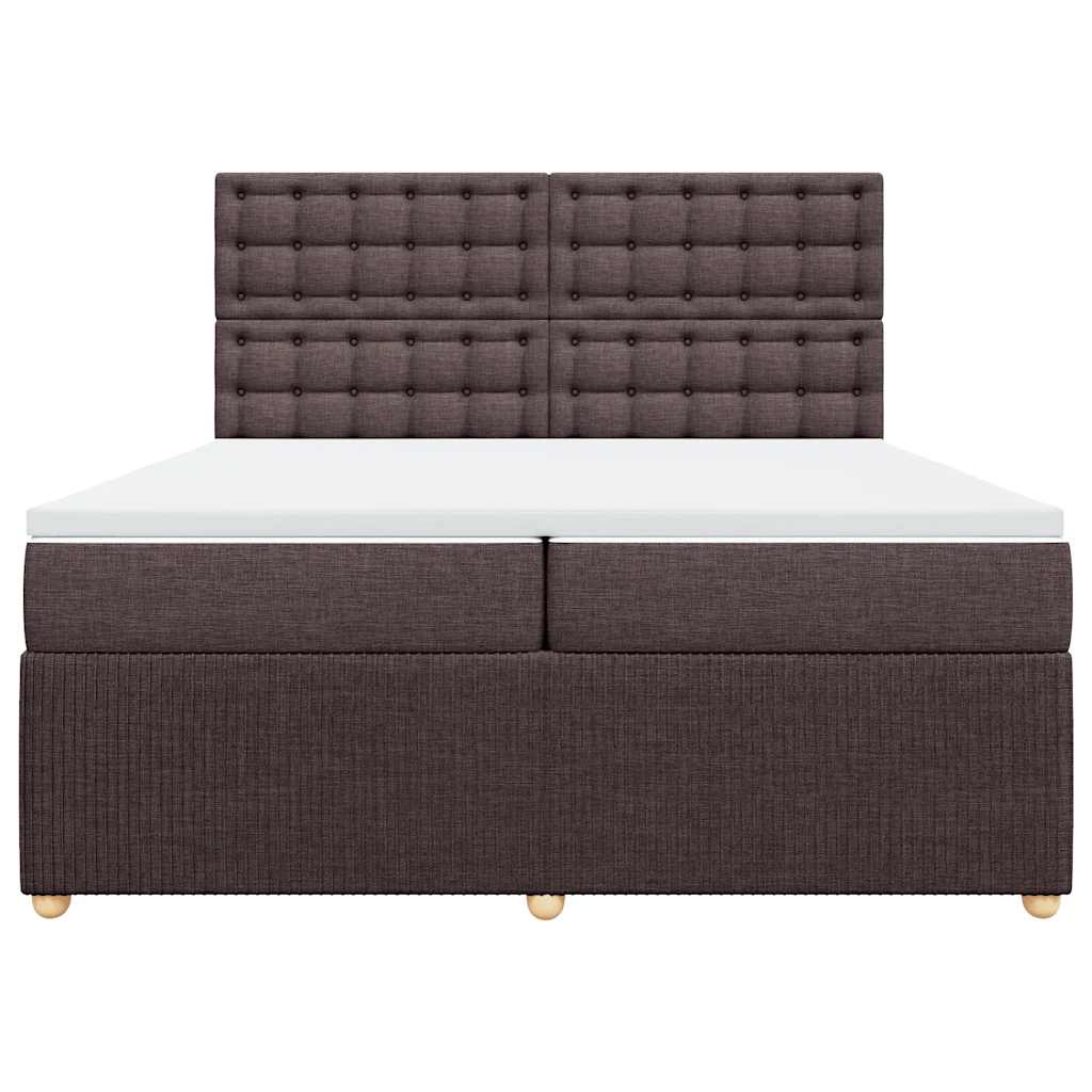 Cama com molas/colchão 200x200 cm tecido castanho-escuro