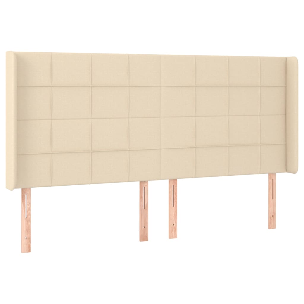 Cabeceira cama c/ luzes LED tecido 183x16x118/128 cm cor creme