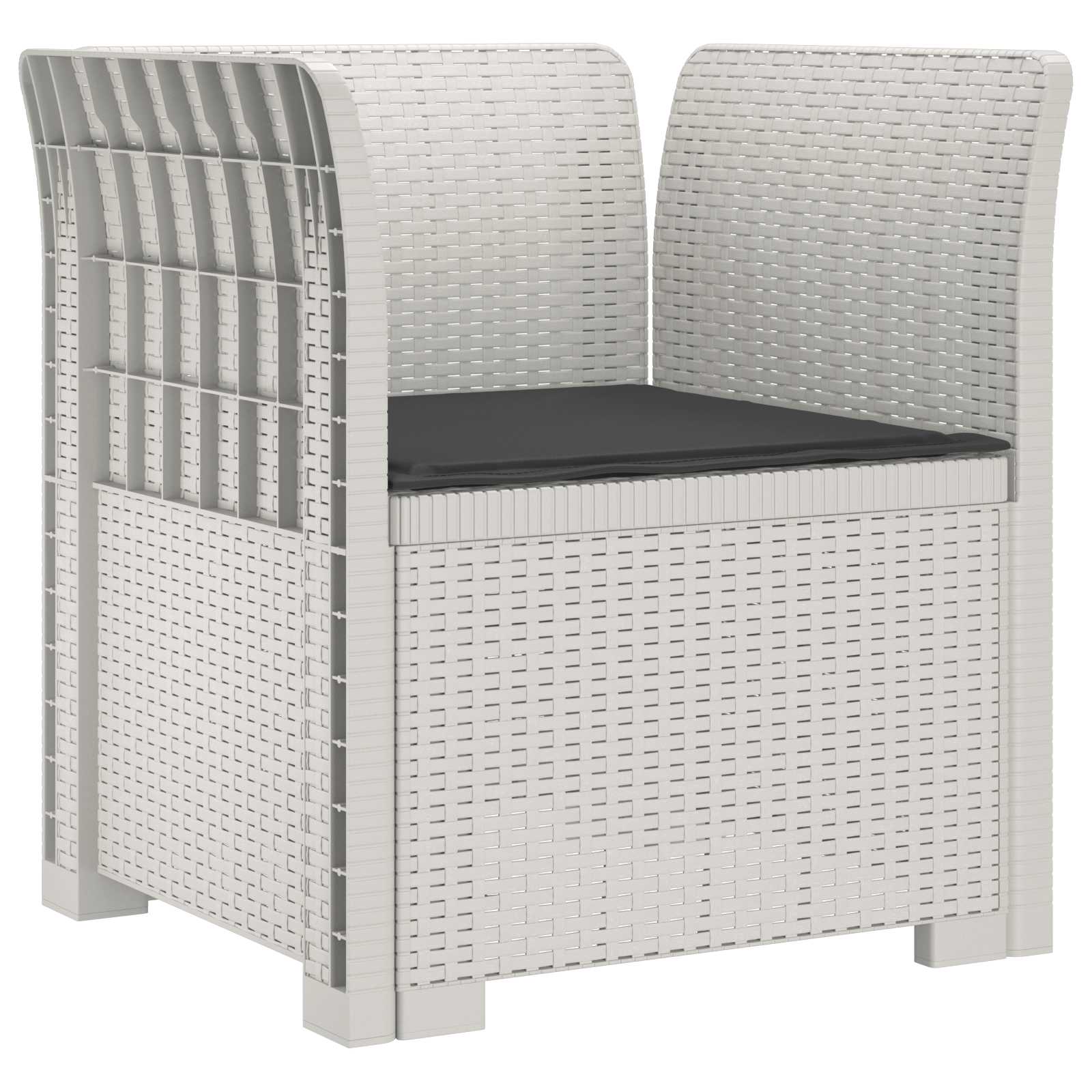 Poltrona 1 lugar com almofada look rattan PP branco