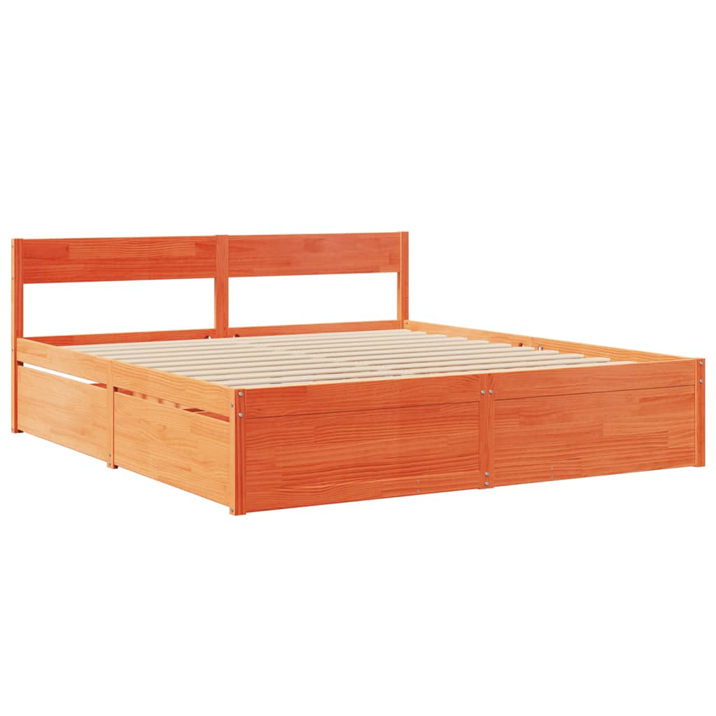 Cama sem colchão 180x200 cm pinho maciço castanho-mel