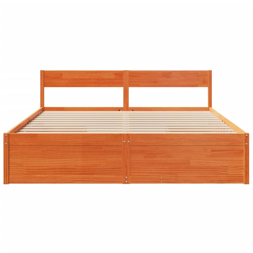 Cama sem colchão 180x200 cm pinho maciço castanho-mel