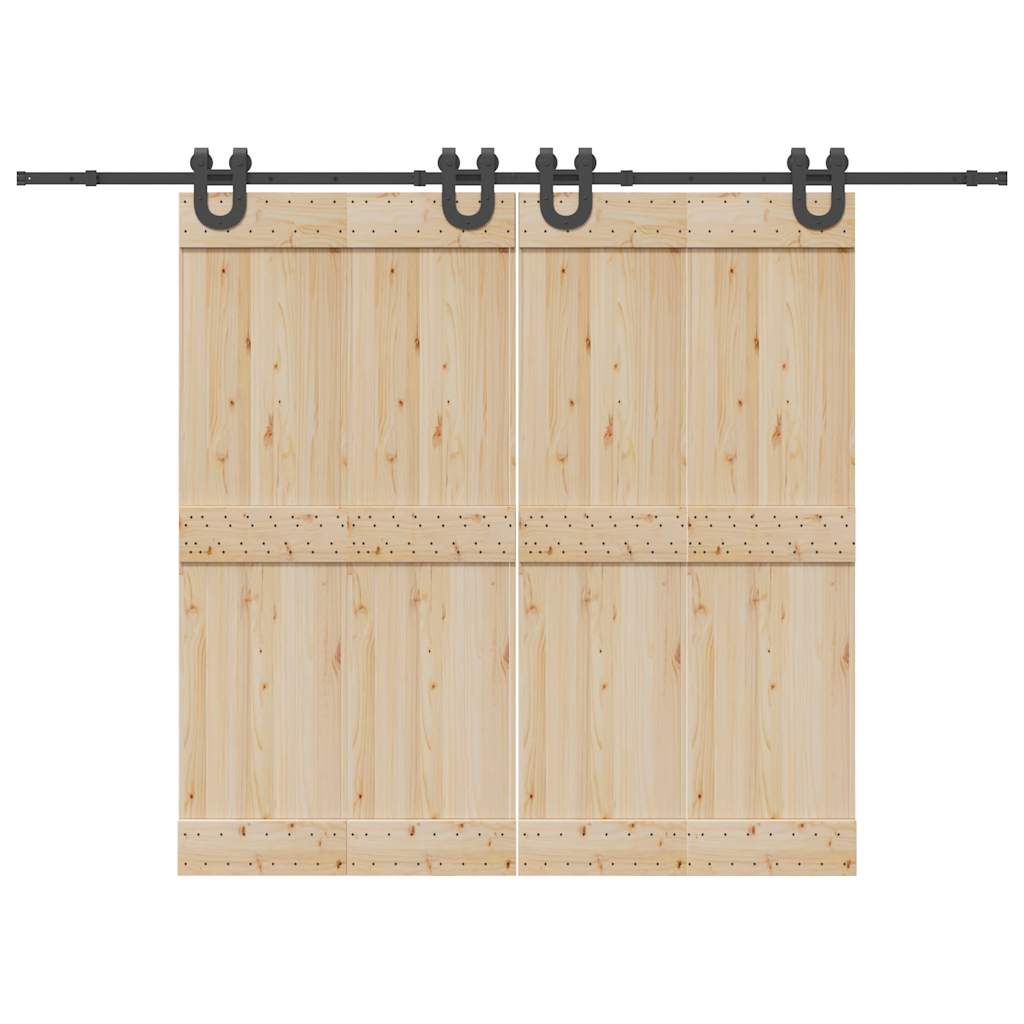 Kit de ferragens para porta deslizante 366 cm aço preto