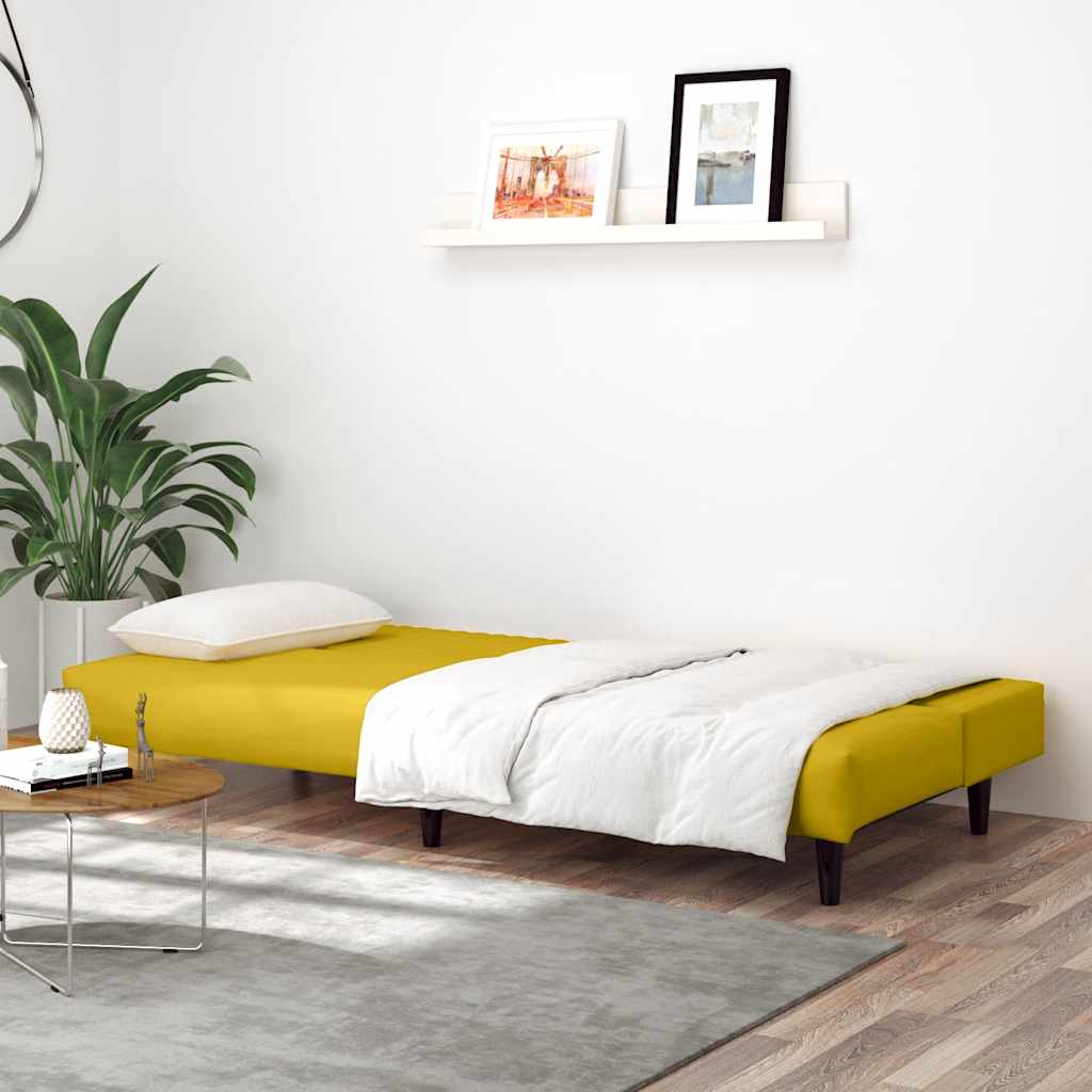 Sofá-cama de 2 lugares veludo amarelo